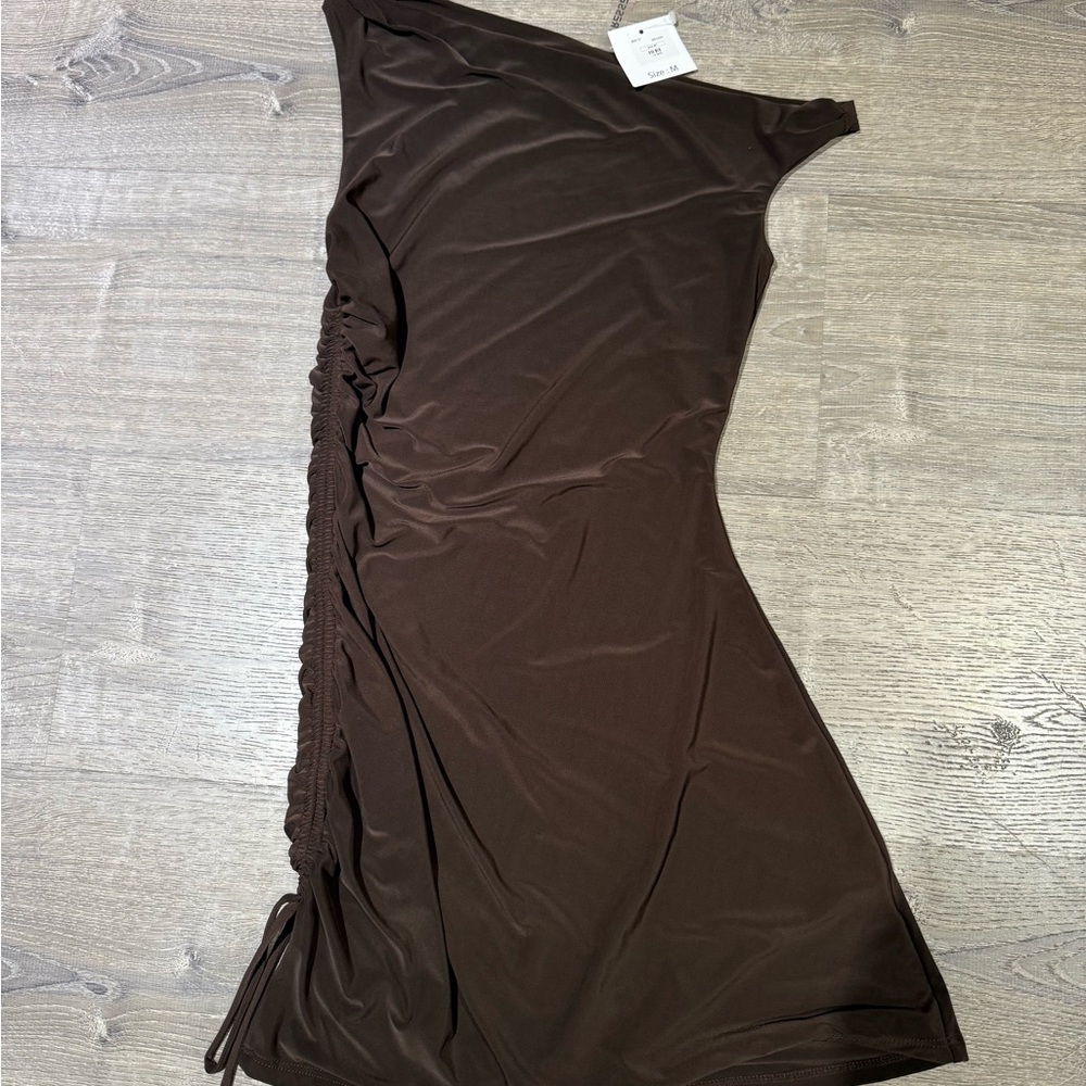 Elegant Brown Off-Shoulder Dress